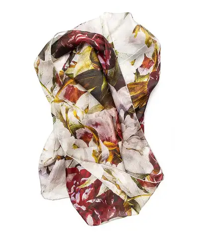 Scarves Fox and Chave Redouté Peony Silk Habotai Scarf £50.00