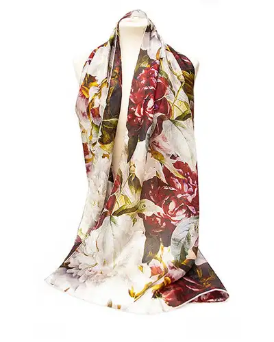 Scarves Fox and Chave Redouté Peony Silk Habotai Scarf £50.00