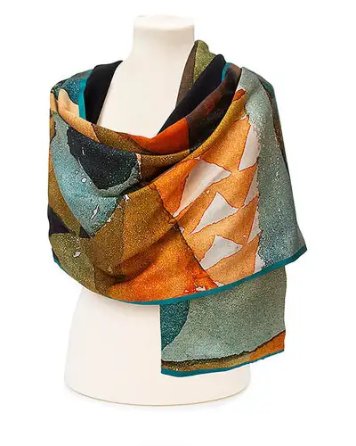 Scarves Fox and Chave Paul Klee Coral Composition Poshmina Stole £116.00