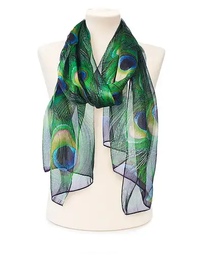 Scarves Fox and Chave Peacock Feathers Chiffon Scarf £52.00