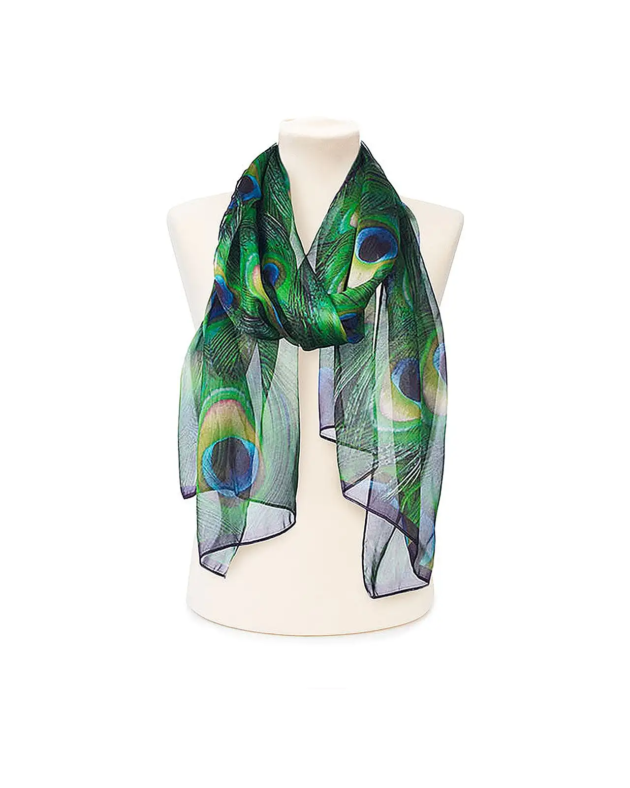 Scarves Fox and Chave Peacock Feathers Chiffon Scarf £52.00