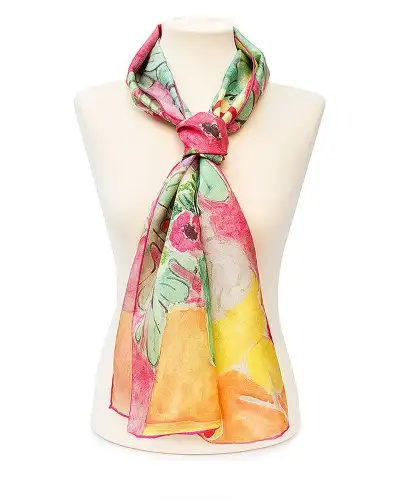 Scarves Fox and Chave Matisse Pineapple and Flowers Silk Habotai Scarf £42.00