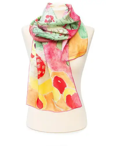 Scarves Fox and Chave Matisse Pineapple and Flowers Silk Habotai Scarf £42.00