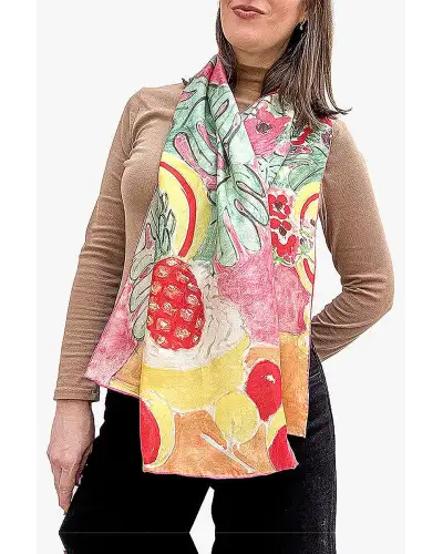 Scarves Fox and Chave Matisse Pineapple and Flowers Silk Habotai Scarf £42.00