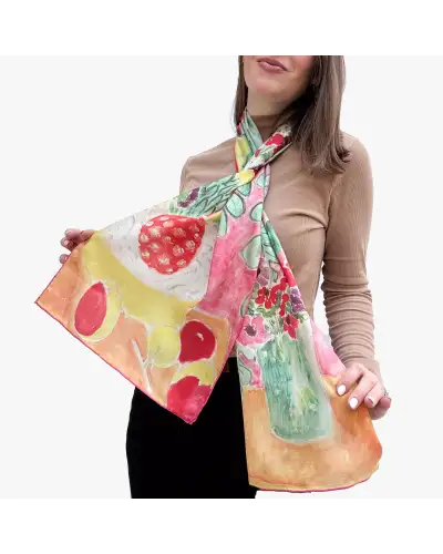 Scarves Fox and Chave Matisse Pineapple and Flowers Silk Habotai Scarf £42.00