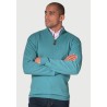 Jumpers Brook Taverner Sussex Aqua Cotton Merino Zip Neck Jumper £54.00