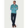 Jumpers Brook Taverner Sussex Aqua Cotton Merino Zip Neck Jumper £54.00