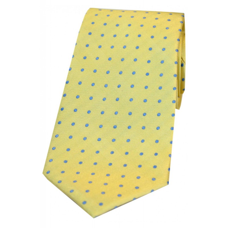 Silk Ties Soprano Ties Soprano Yellow With Small Blue Spots Silk Tie £21.00