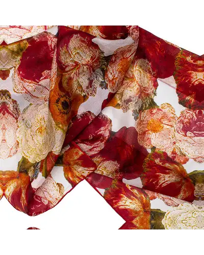 Scarves Fox and Chave 16Th Century Red Flowers Silk Habotai Scarf £37.00