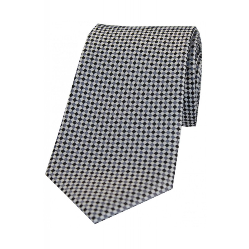 Silk Ties Soprano Ties Soprano Neat Checked Silver And Grey Silk Tie £21.00