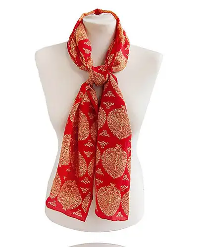 Scarves Fox and Chave Red and Gold Islamic Crêpe De Chine Scarf £45.00