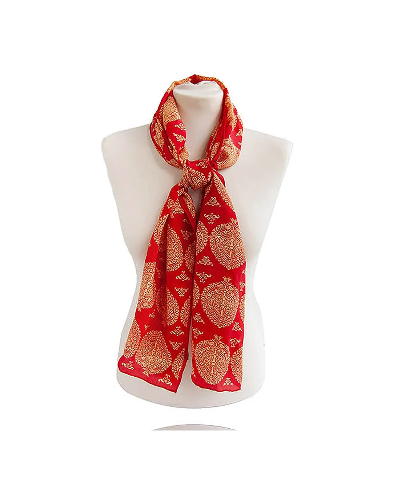 Scarves Fox and Chave Red and Gold Islamic Crêpe De Chine Scarf £45.00