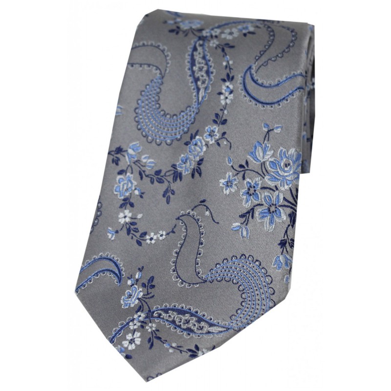 Silk Ties Soprano Ties Soprano Grey Floral Pattern Silk Tie £14.00