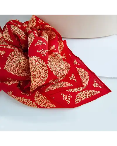 Scarves Fox and Chave Red and Gold Islamic Crêpe De Chine Scarf £45.00