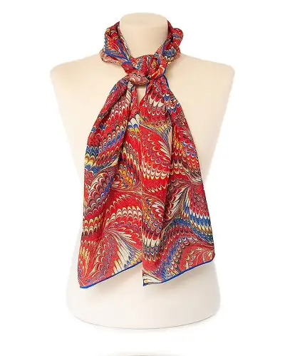 Scarves Fox and Chave Red Marble Silk Habotai Scarf £37.00