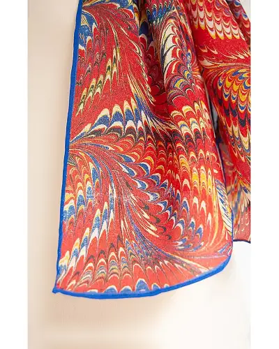 Scarves Fox and Chave Red Marble Silk Habotai Scarf £37.00