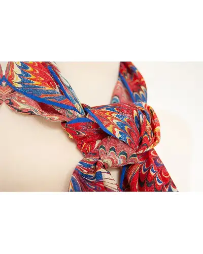 Scarves Fox and Chave Red Marble Silk Habotai Scarf £37.00