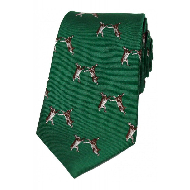 Silk Ties Soprano Ties Soprano Boxing Hares On Country Green Ground Country Silk Tie £23.00