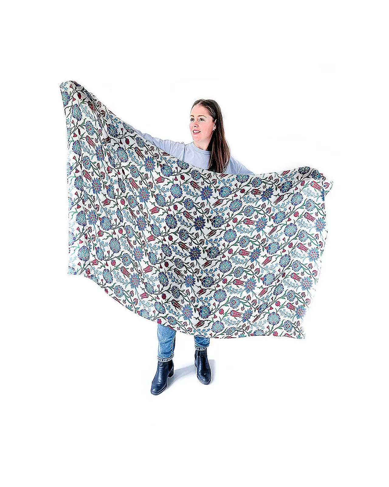 Scarves Fox and Chave Iznik Flowers Habotai Silk Wrap £45.00