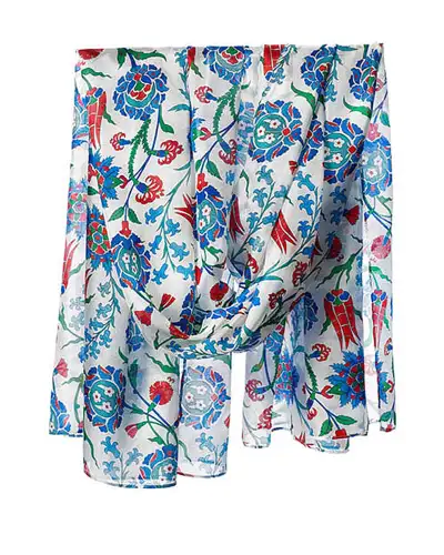 Scarves Fox and Chave Iznik Flowers Habotai Silk Wrap £45.00