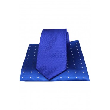 Silk Hankies Soprano Ties Soprano Plain Blue Silk Tie With Polka Dot Silk Hanky £34.00