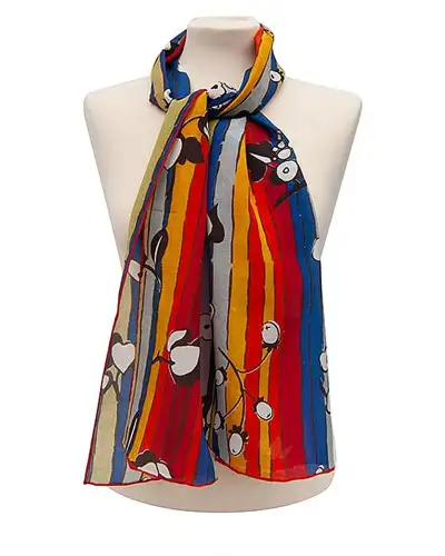 Scarves Fox and Chave Deco Stripes and Flowers Crêpe De Chine Scarf £45.00