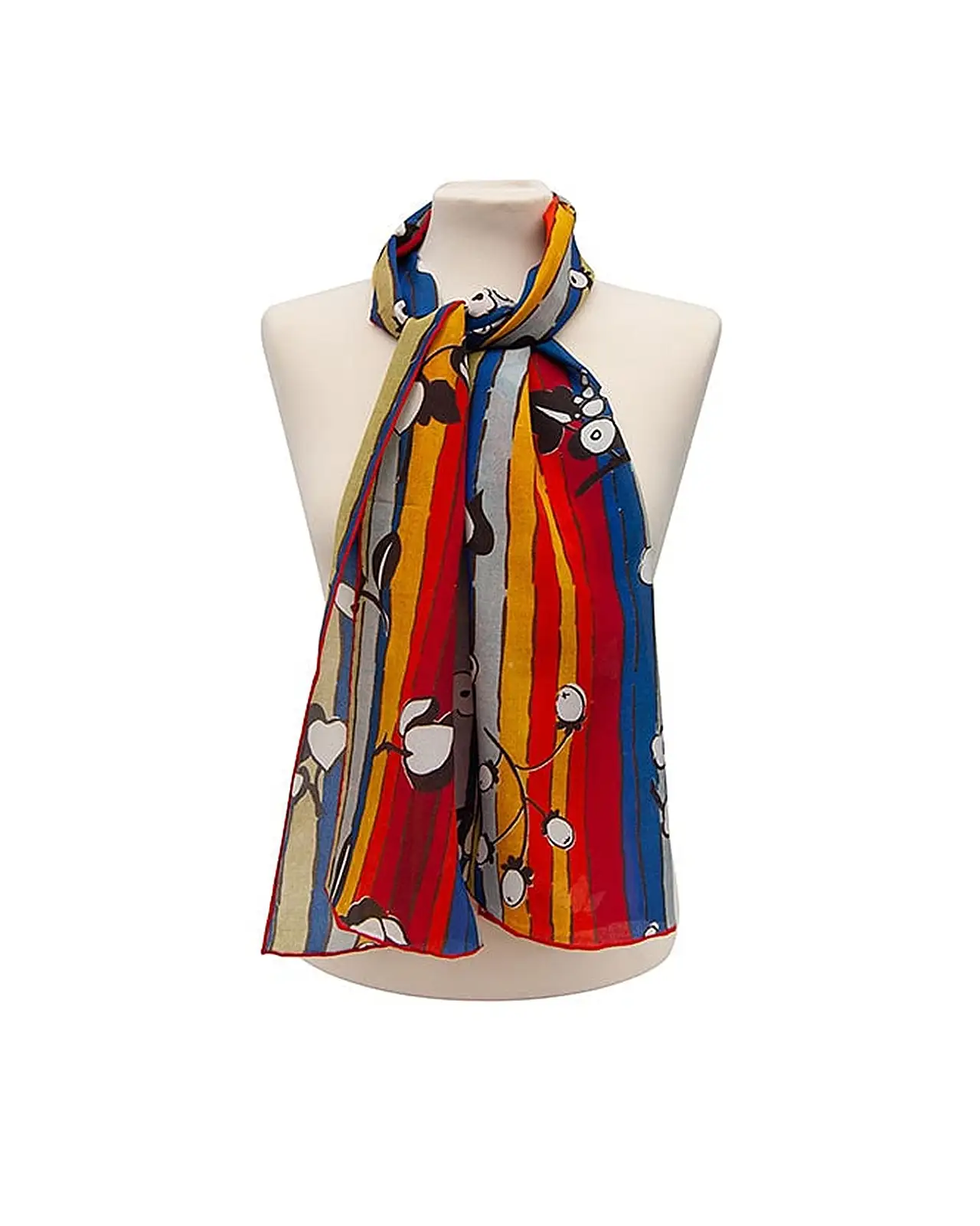 Scarves Fox and Chave Deco Stripes and Flowers Crêpe De Chine Scarf £45.00