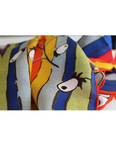 Scarves Fox and Chave Deco Stripes and Flowers Crêpe De Chine Scarf £45.00