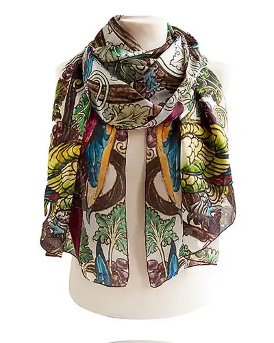 Scarves Fox and Chave De Morgan Parrots Silk Habotai Scarf £50.00