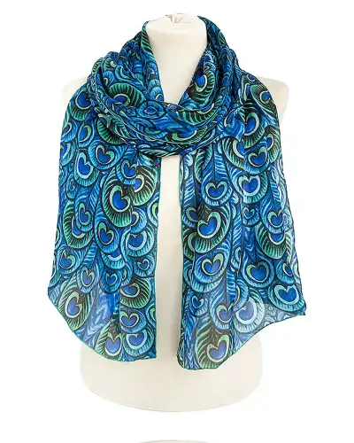 Scarves Fox and Chave De Morgan Peacock Feathers Silk Habotai Scarf £50.00