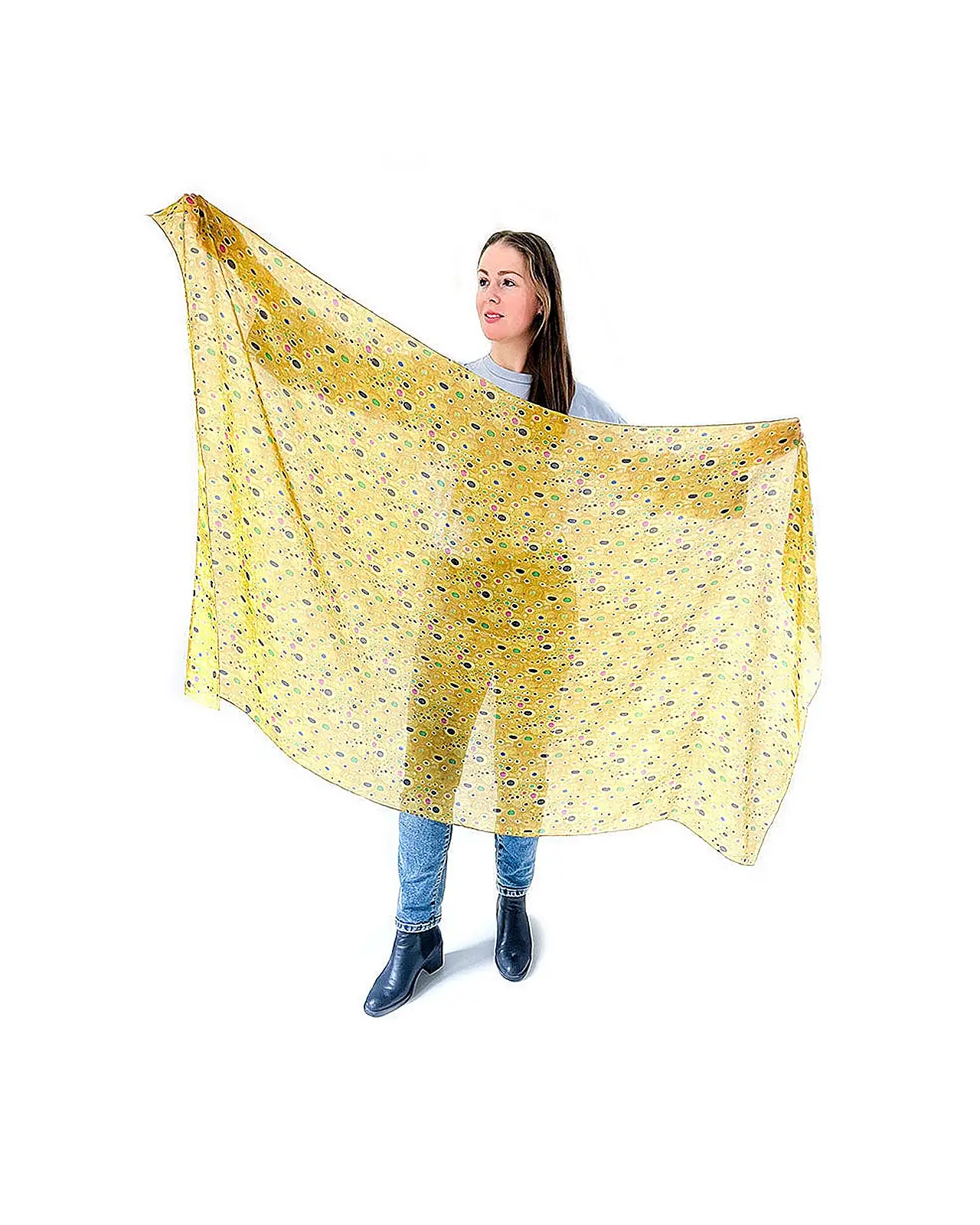 Scarves Fox and Chave Klimt Gold Habotai Silk Wrap £45.00