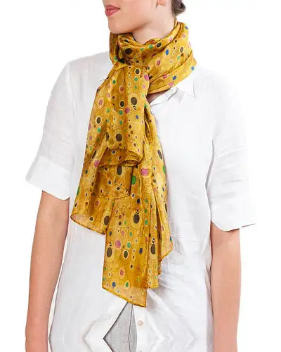 Scarves Fox and Chave Klimt Gold Habotai Silk Wrap £45.00