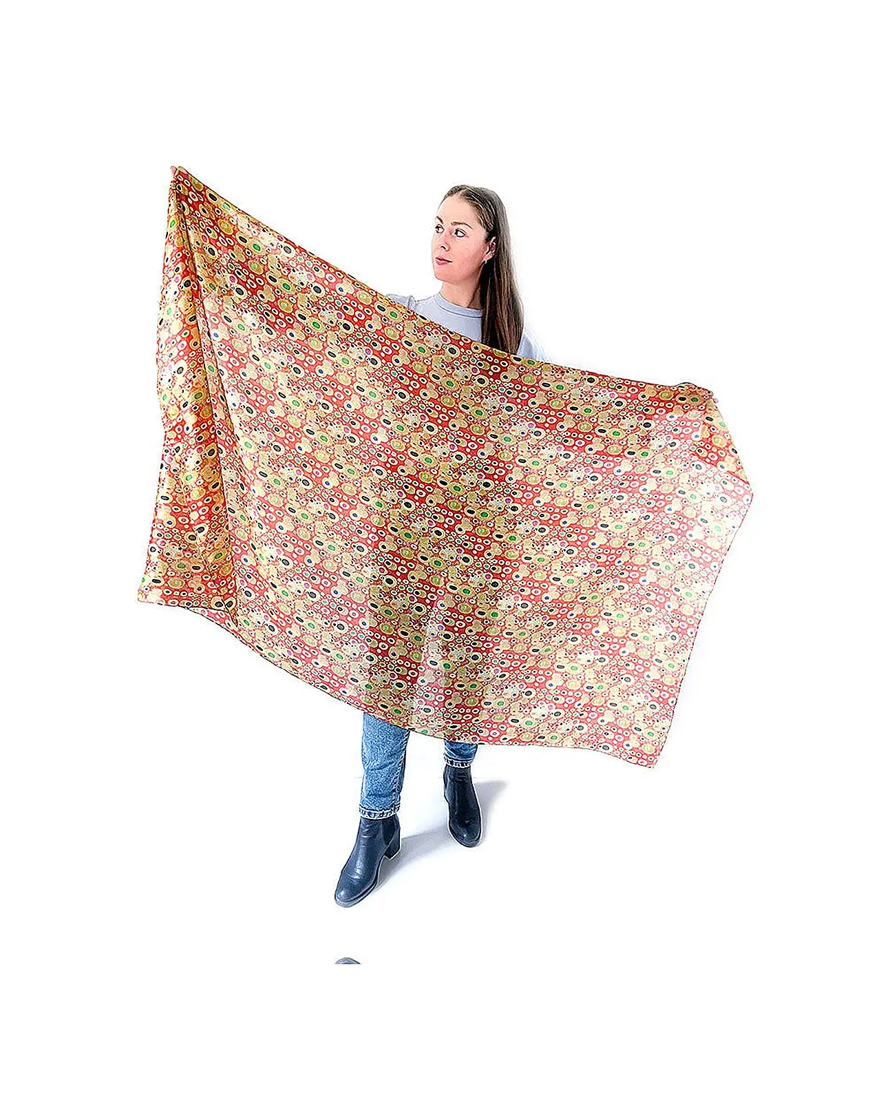 Scarves Fox and Chave Klimt Red Habotai Silk Wrap £45.00