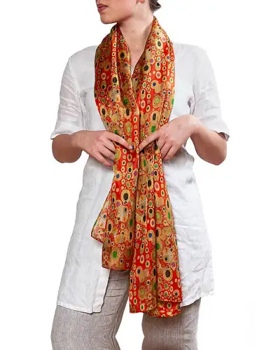 Scarves Fox and Chave Klimt Red Habotai Silk Wrap £45.00