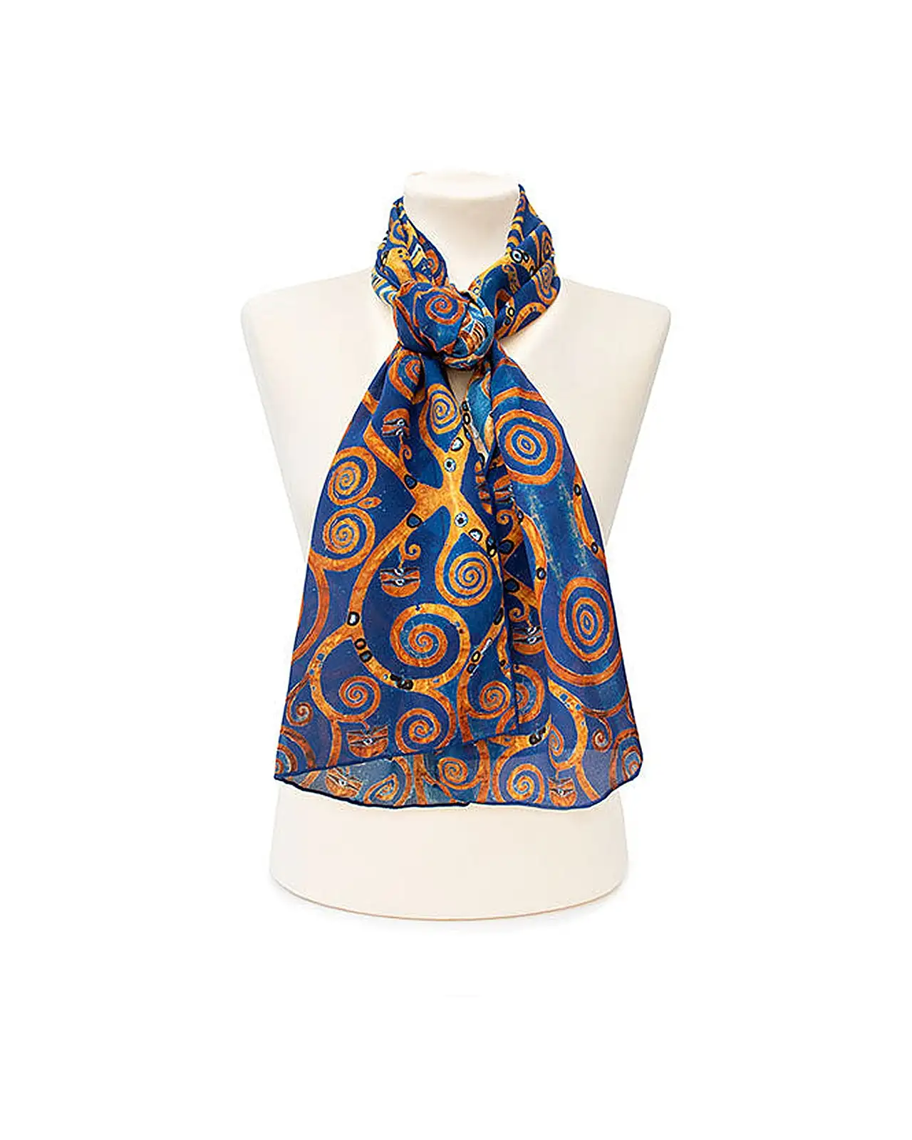 Scarves Fox and Chave Klimt Tree Of Life Blue Crêpe De Chine Scarf £45.00