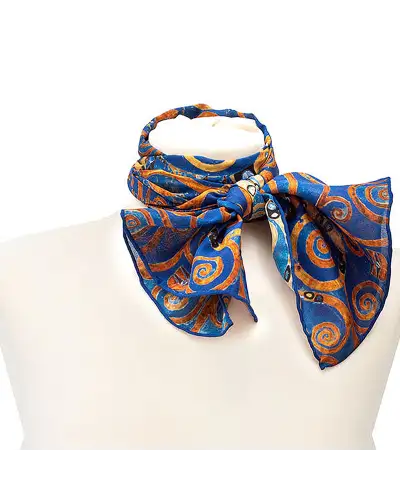Scarves Fox and Chave Klimt Tree Of Life Blue Crêpe De Chine Scarf £45.00