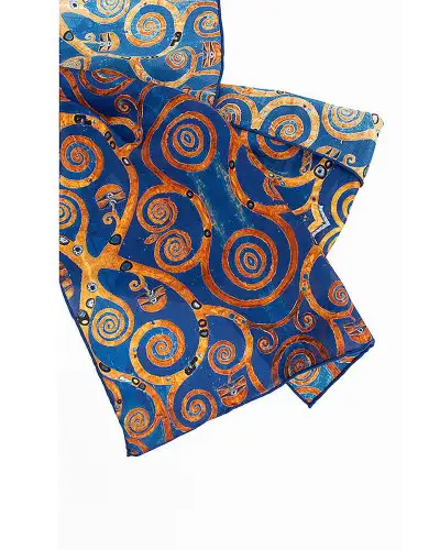Scarves Fox and Chave Klimt Tree Of Life Blue Crêpe De Chine Scarf £45.00