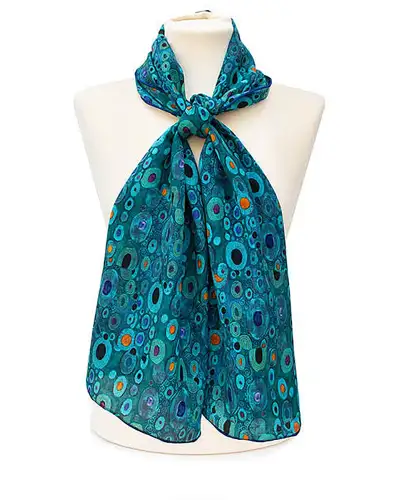 Scarves Fox and Chave Klimt Turquoise Crêpe De Chine Scarf £45.00