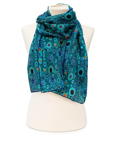 Scarves Fox and Chave Klimt Turquoise Crêpe De Chine Scarf £45.00