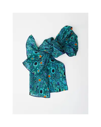 Scarves Fox and Chave Klimt Turquoise Crêpe De Chine Scarf £45.00