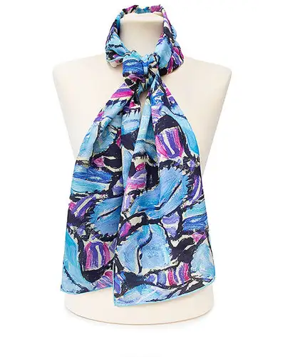 Scarves Fox and Chave Klimt Turquoise and Pink Crêpe De Chine Scarf £45.00