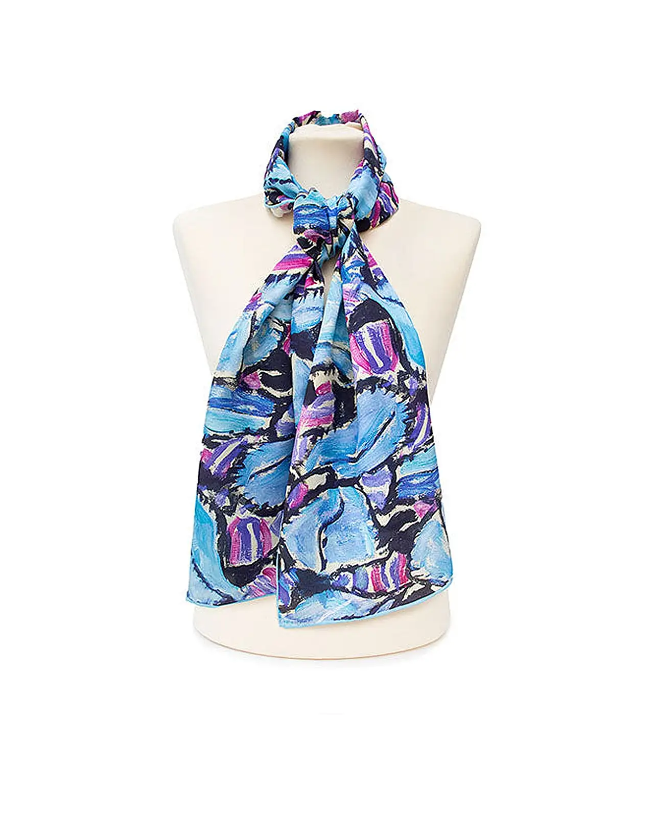 Scarves Fox and Chave Klimt Turquoise and Pink Crêpe De Chine Scarf £45.00