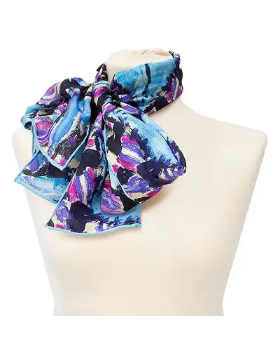 Scarves Fox and Chave Klimt Turquoise and Pink Crêpe De Chine Scarf £45.00