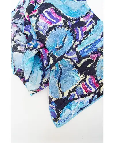 Scarves Fox and Chave Klimt Turquoise and Pink Crêpe De Chine Scarf £45.00