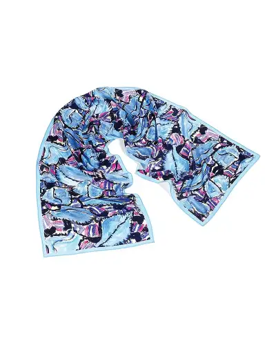 Scarves Fox and Chave Klimt Turquoise and Pink Crêpe De Chine Scarf £45.00