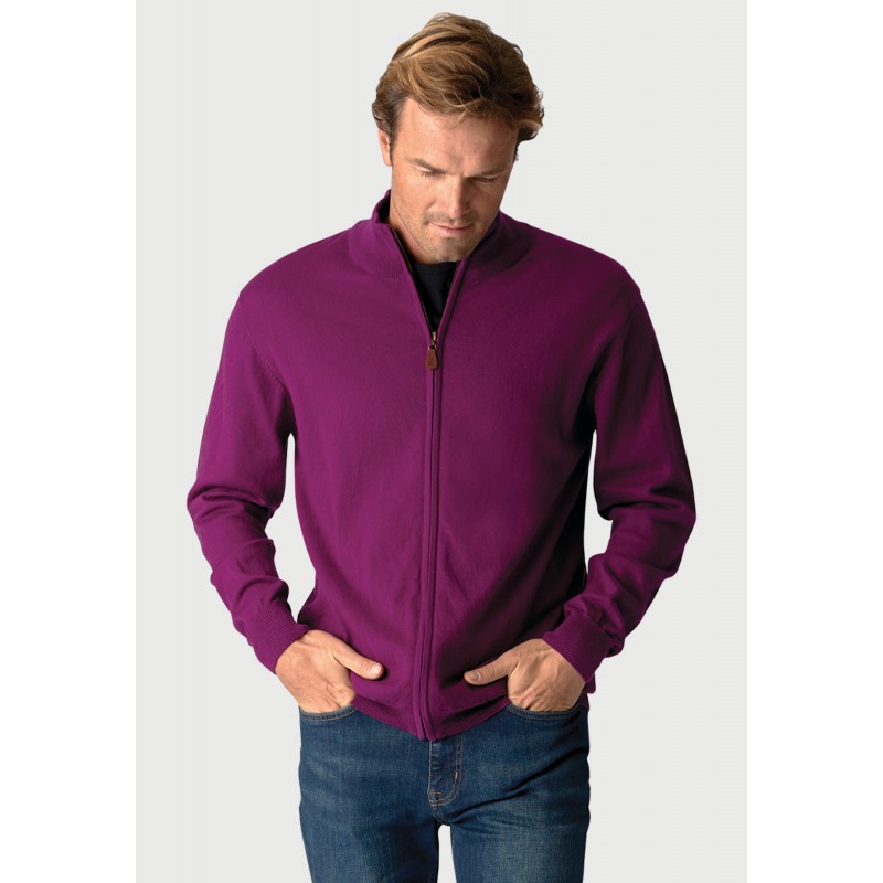 Cardigans Brook Taverner Somerset Plum Cotton Merino Zip Cardigan £54.00