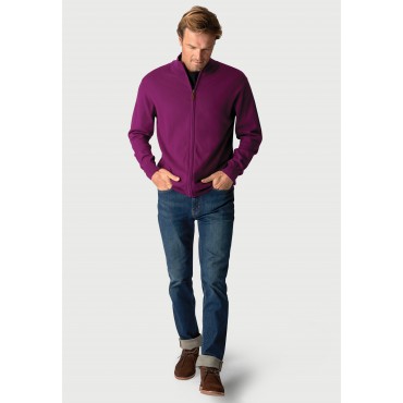 Cardigans Brook Taverner Somerset Plum Cotton Merino Zip Cardigan £54.00