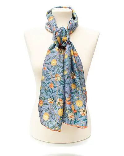 Scarves Fox and Chave Morris Blue Fruit Silk Habotai Scarf £42.00