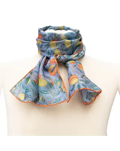 Scarves Fox and Chave Morris Blue Fruit Silk Habotai Scarf £42.00