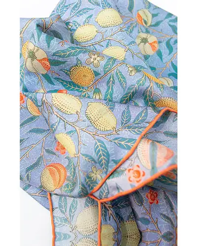 Scarves Fox and Chave Morris Blue Fruit Silk Habotai Scarf £42.00